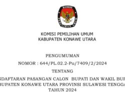 PENGUMUMAN PENDAFTARAN PASANGAN CALON BUPATI DAN WAKIL BUPATI KABUPATEN KONAWE UTARA PROVINSI SULAWESI TENGGARA