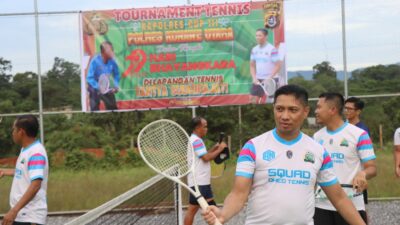 Kapolres Konawe Utara Buka Turnamen Tenis Kapolres Cup III, Sambut Hari Bhayangkara ke-79
