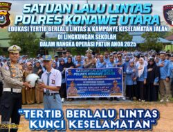 Operasi Patuh Anoa 2025, Satlantas Polres Konawe Utara Edukasi Siswa SMA Soal Tertib Lalu Lintas dan Bagikan Helm Gratis